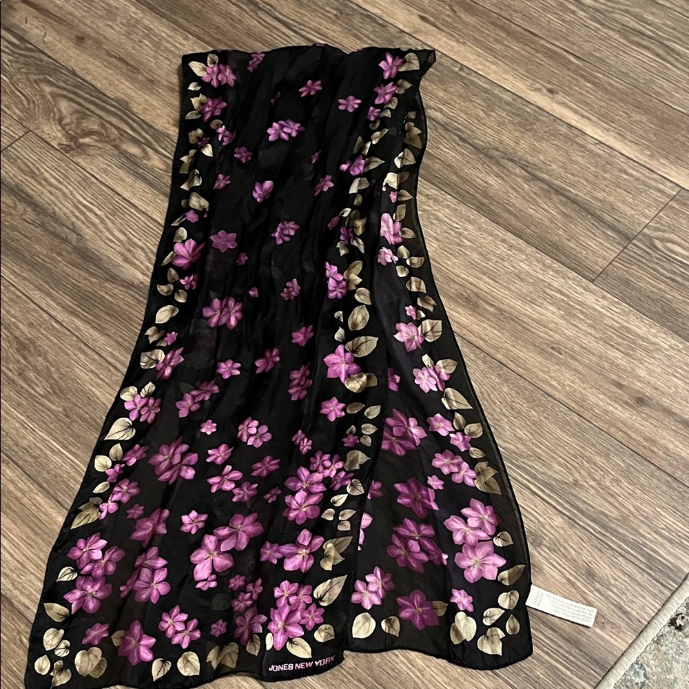 Black sheer silk scarf